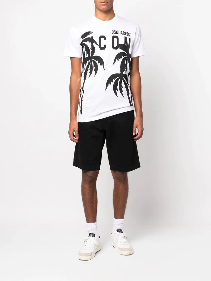 DSQUARED2 Icon Palms T-shirt White - MAISONDEFASHION.COM
