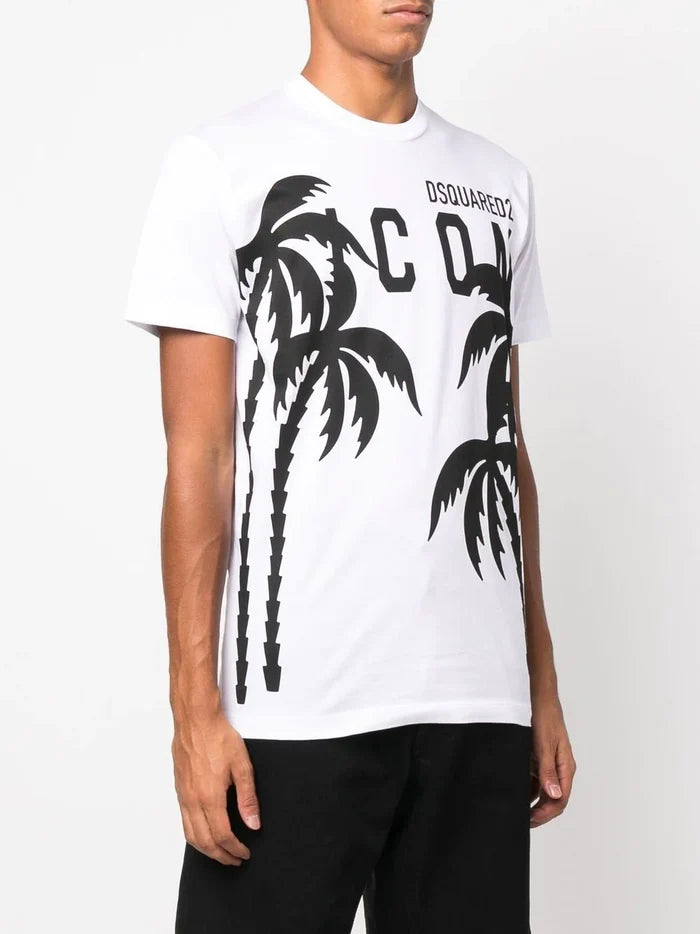 DSQUARED2 Icon Palms T-shirt White - MAISONDEFASHION.COM