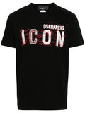 DSQUARED2 Icon Scribble Cool Fit Cotton T-shirt Black - MAISONDEFASHION.COM