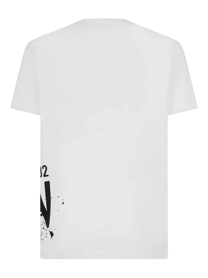 DSQUARED2 Icon Splash Cool Fit Cotton T-Shirt White - MAISONDEFASHION.COM