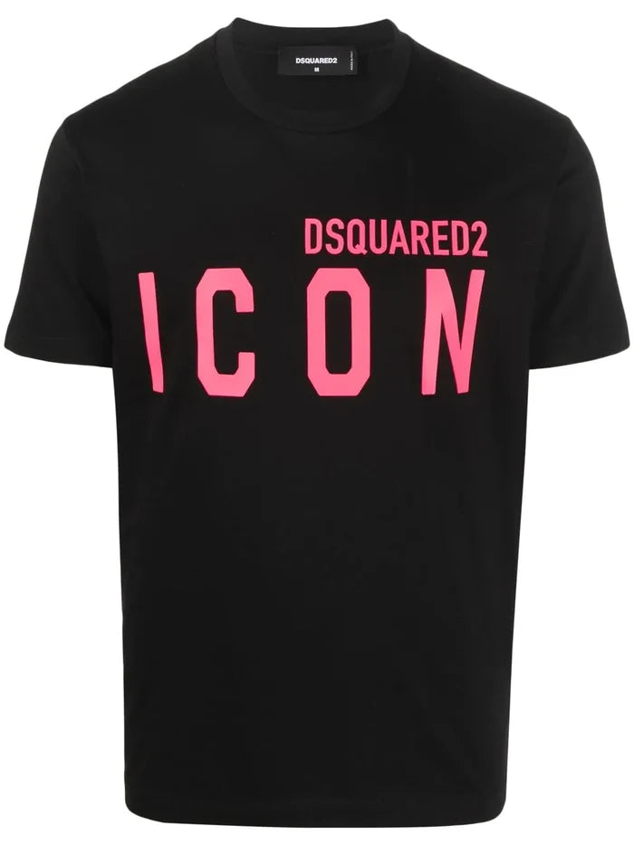 DSQUARED2 Icon T-shirt Black/Fuchasia - MAISONDEFASHION.COM