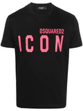 DSQUARED2 Icon T-shirt Black/Fuchasia - MAISONDEFASHION.COM