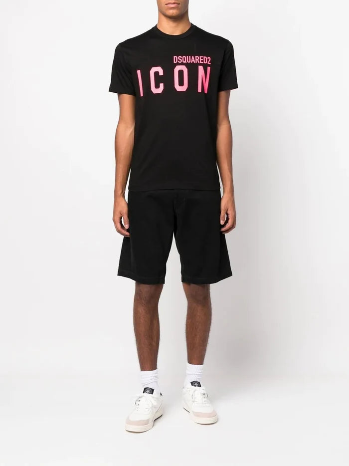 DSQUARED2 Icon T-shirt Black/Fuchasia - MAISONDEFASHION.COM
