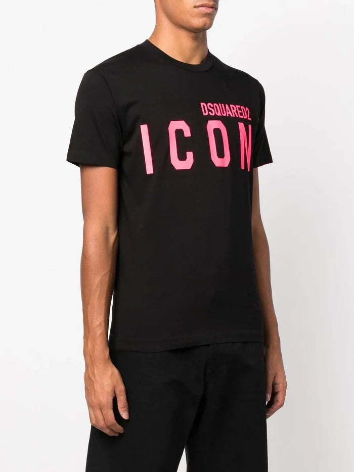 DSQUARED2 Icon T-shirt Black/Fuchasia - MAISONDEFASHION.COM