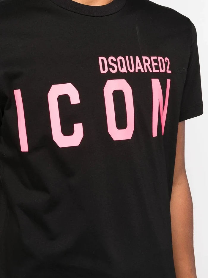 DSQUARED2 Icon T-shirt Black/Fuchasia - MAISONDEFASHION.COM