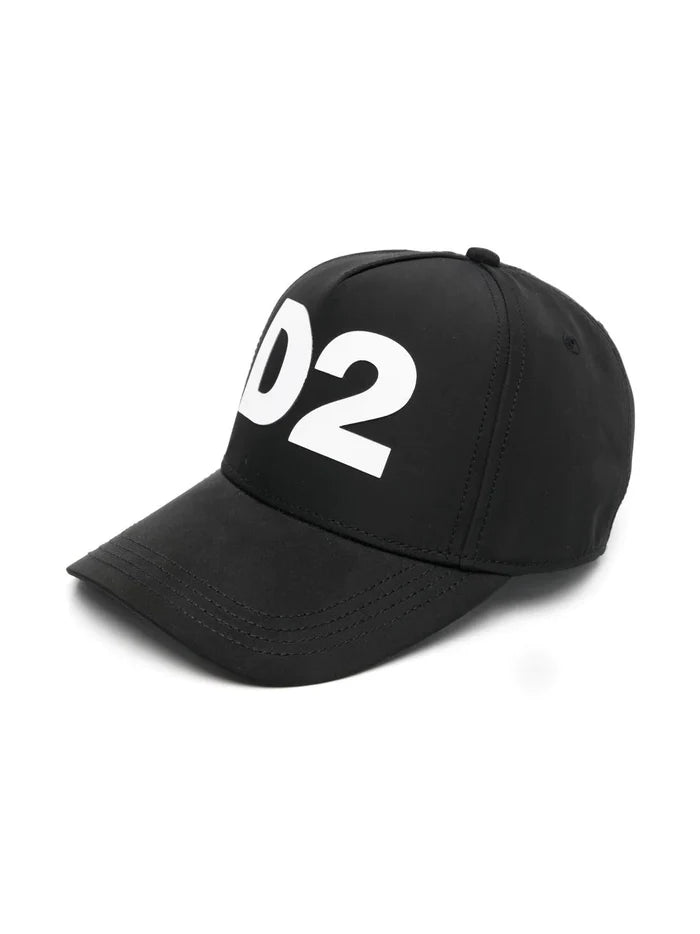 DSQUARED2 KIDS D2 Logo Print Cap Black/White - MAISONDEFASHION.COM