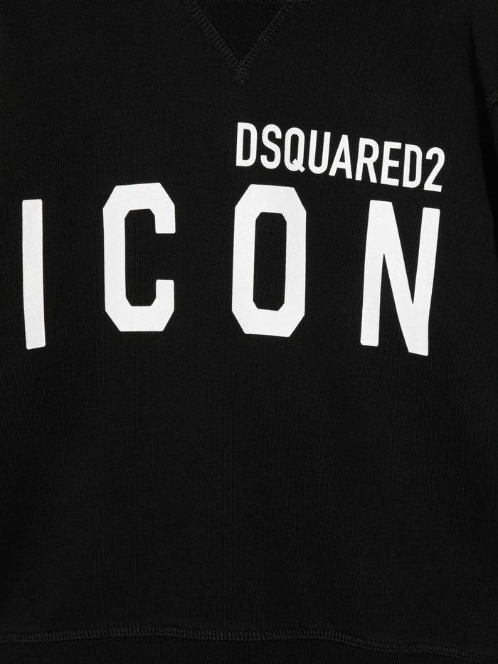 DSQUARED2 KIDS Icon Logo Print Hoodie Black/White - MAISONDEFASHION.COM