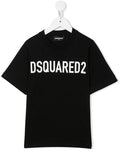 DSQUARED2 KIDS Logo Print T-Shirt Black/White - MAISONDEFASHION.COM
