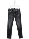 DSQUARED2 KIDS Logo Patch Skater Jeans Black - MAISONDEFASHION.COM