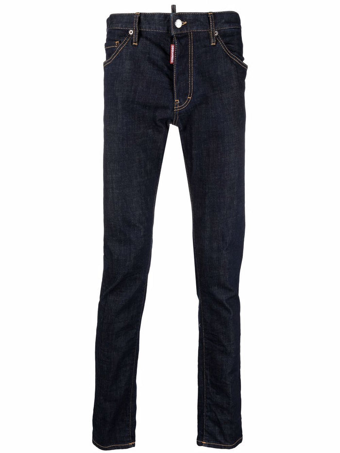 DSQUARED2 Logo Dark Rinse Cool Guy Jeans Blue - MAISONDEFASHION.COM