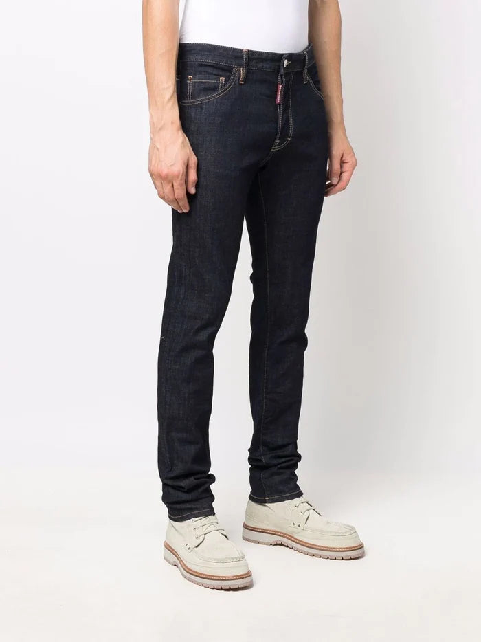DSQUARED2 Logo Dark Rinse Cool Guy Jeans Blue - MAISONDEFASHION.COM