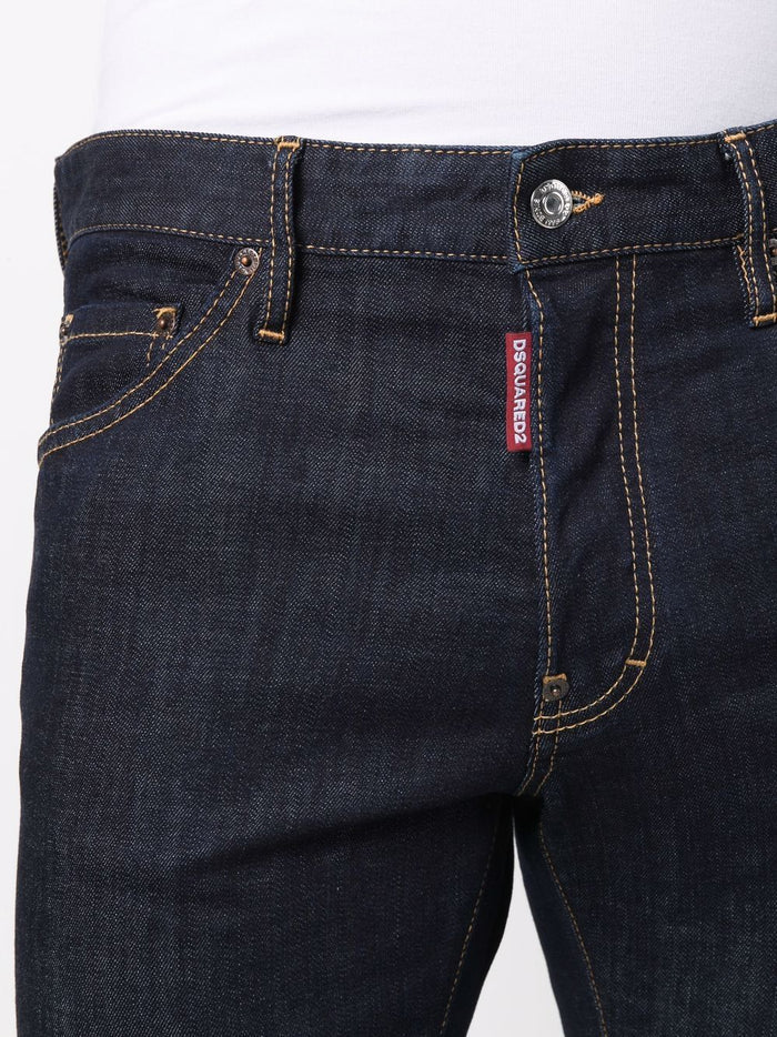 DSQUARED2 Logo Dark Rinse Cool Guy Jeans Blue - MAISONDEFASHION.COM