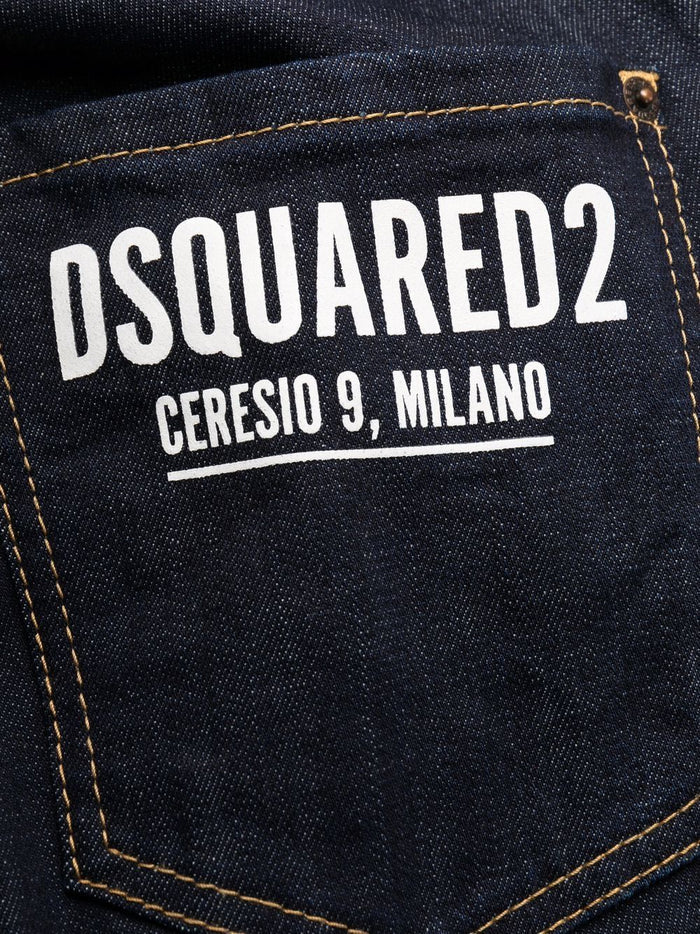 DSQUARED2 Logo Dark Rinse Cool Guy Jeans Blue - MAISONDEFASHION.COM