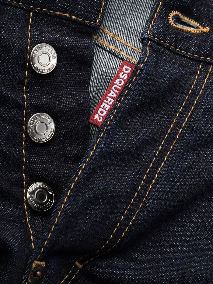 DSQUARED2 Logo Dark Rinse Cool Guy Jeans Blue - MAISONDEFASHION.COM