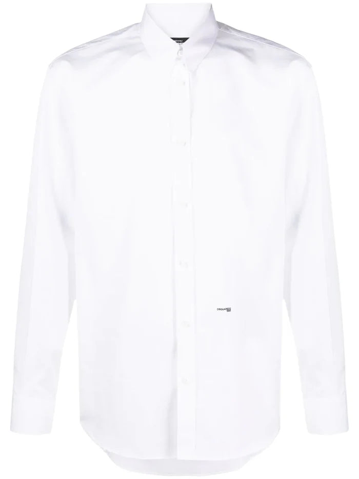 DSQUARED2 Logo Detail Button Shirt White - MAISONDEFASHION.COM