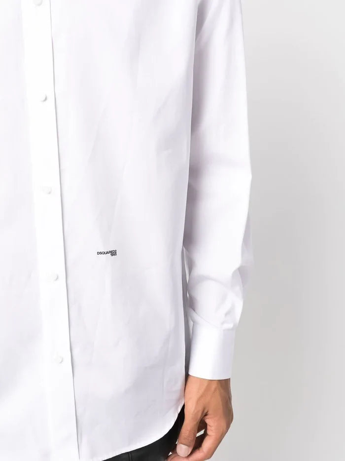 DSQUARED2 Logo Detail Button Shirt White - MAISONDEFASHION.COM