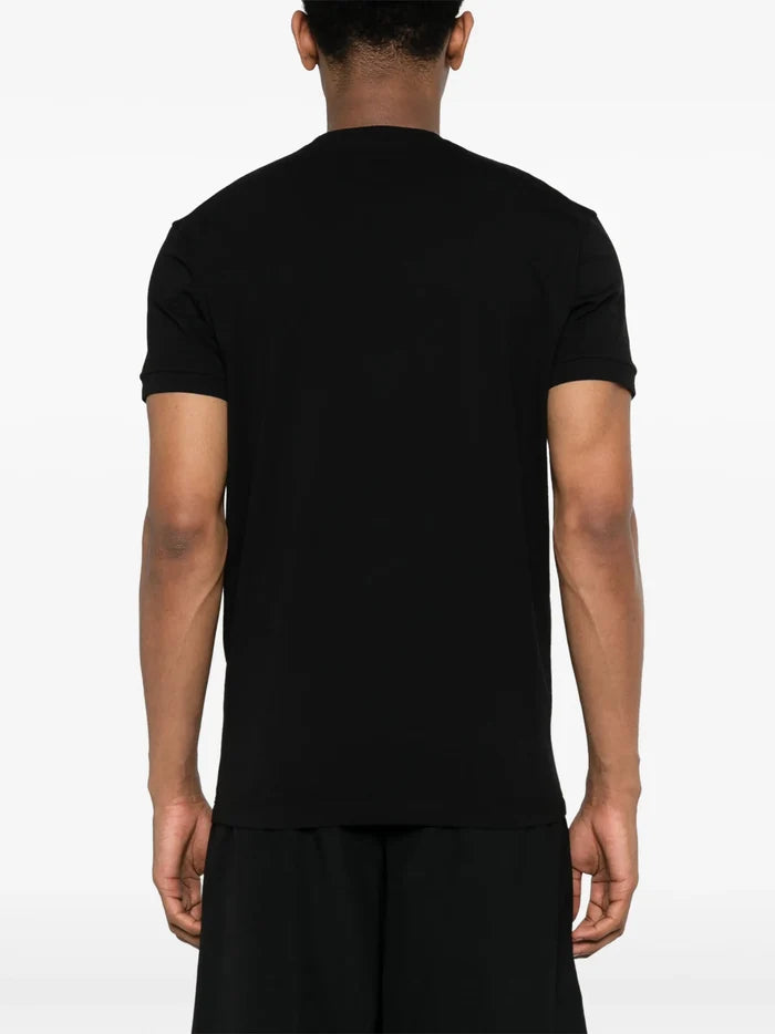 DSQUARED2 Logo Graphic Print Cotton T-Shirt Black - MAISONDEFASHION.COM