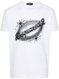 DSQUARED2 Logo Graphic Print Cotton T-Shirt White/Black - MAISONDEFASHION.COM