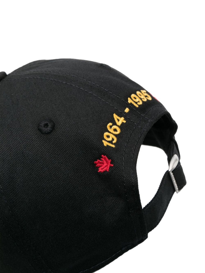 DSQUARED2 Logo Patch Cotton Baseball Cap Black - MAISONDEFASHION.COM