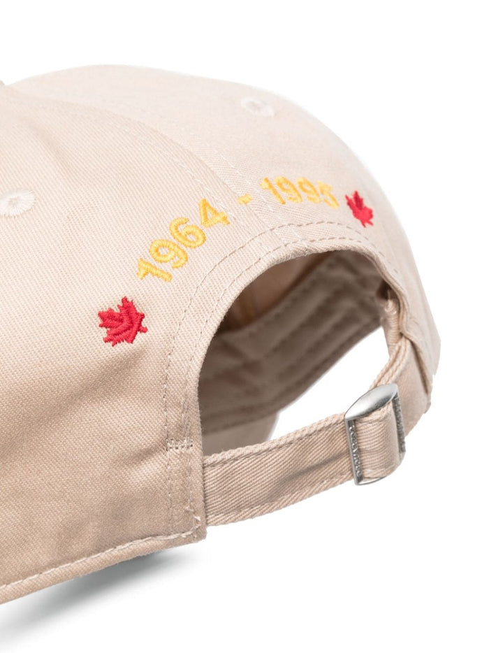 DSQUARED2 Logo Patch Cotton Baseball Cap Light Beige Multicolour - MAISONDEFASHION.COM