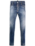 DSQUARED2 Medium Stapled Clean Wash Skater Jeans Blue - MAISONDEFASHION.COM