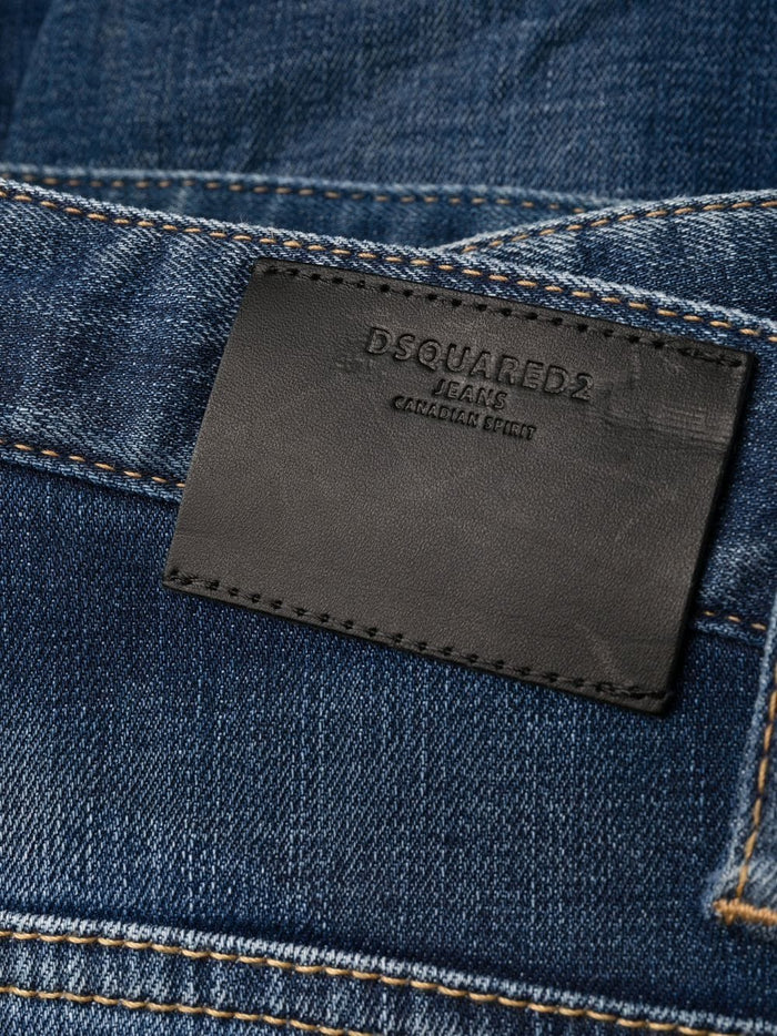 DSQUARED2 Medium Stapled Clean Wash Skater Jeans Blue - MAISONDEFASHION.COM