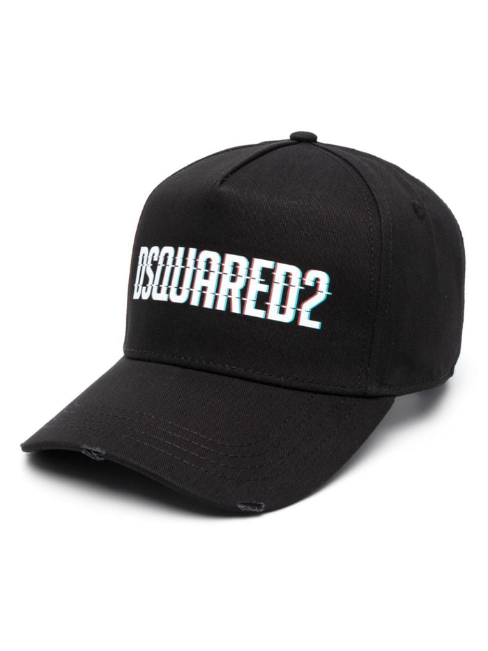 DSQUARED2 MEN Logo Print Baseball Cap Black/White - MAISONDEFASHION.COM