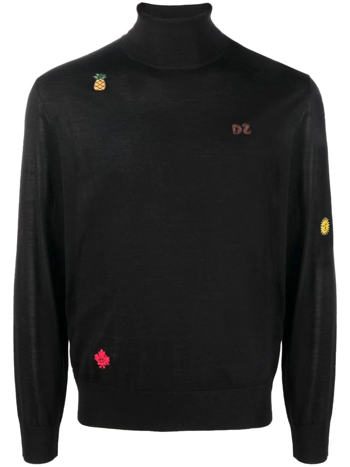DSQUARED2 Monster Turtleneck Black - MAISONDEFASHION.COM
