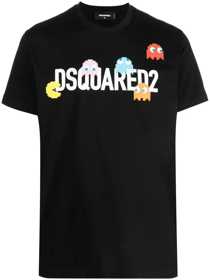 DSQUARED2 Pac Man Cigarette T-Shirt Black - MAISONDEFASHION.COM