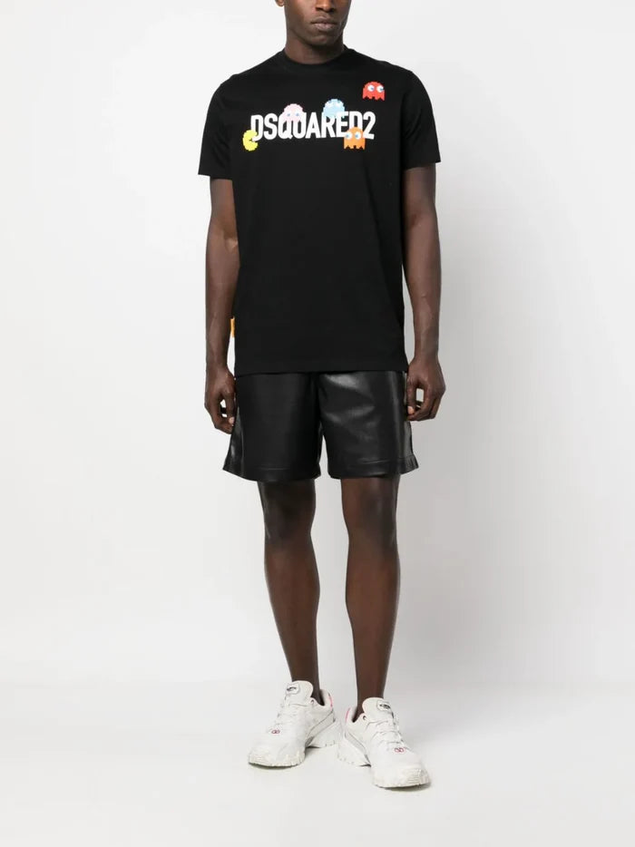 DSQUARED2 Pac Man Cigarette T-Shirt Black - MAISONDEFASHION.COM