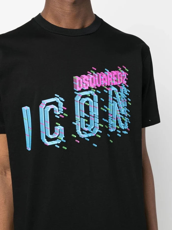 DSQUARED2 Pixeled Icon Cool T-Shirt Black - MAISONDEFASHION.COM