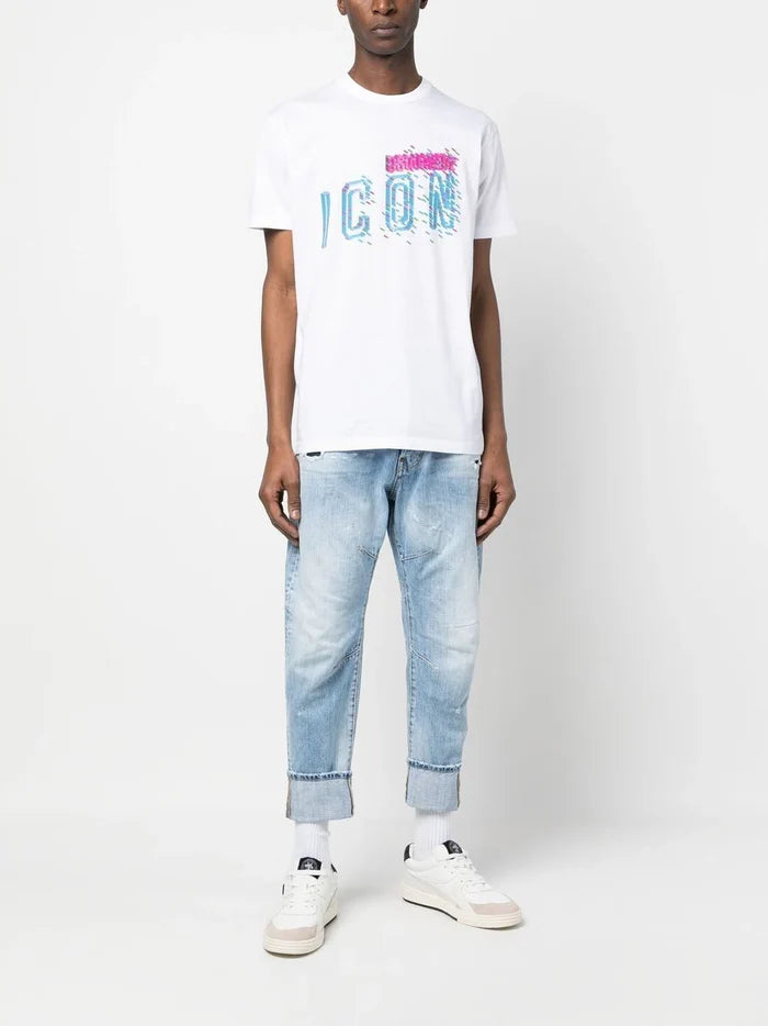 DSQUARED2 Pixeled Icon Cool T-Shirt White - MAISONDEFASHION.COM