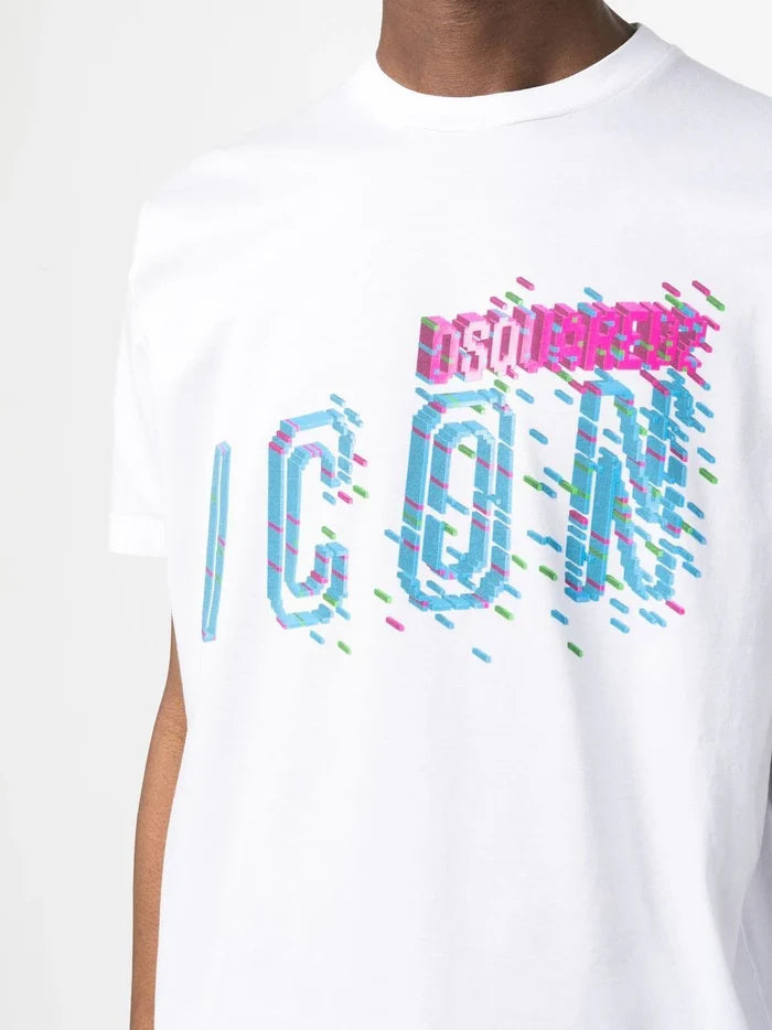 DSQUARED2 Pixeled Icon Cool T-Shirt White - MAISONDEFASHION.COM