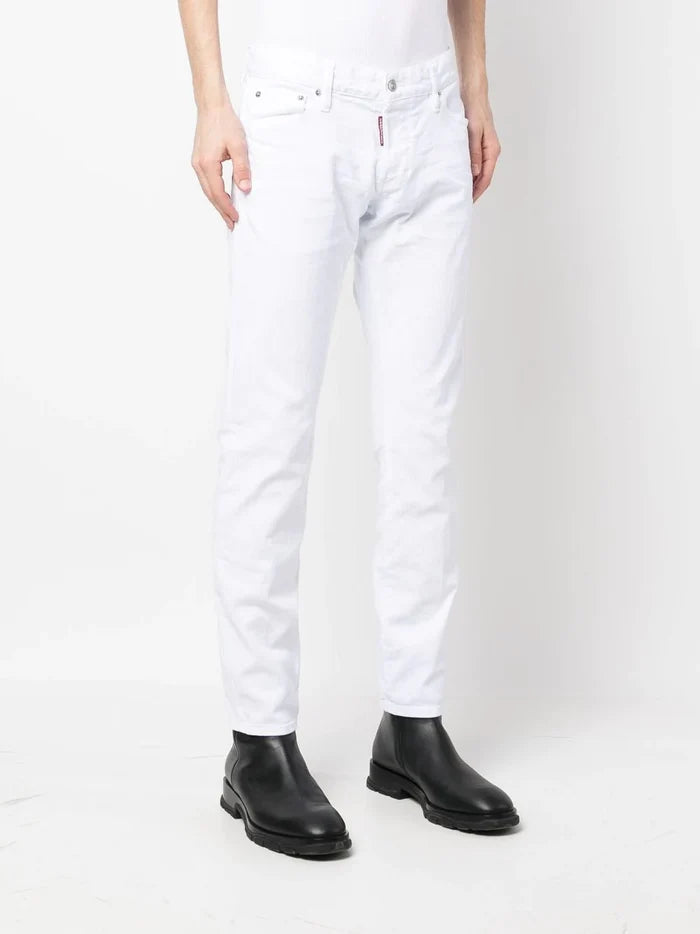 DSQUARED2 Slim Cut Leg Jeans White - MAISONDEFASHION.COM