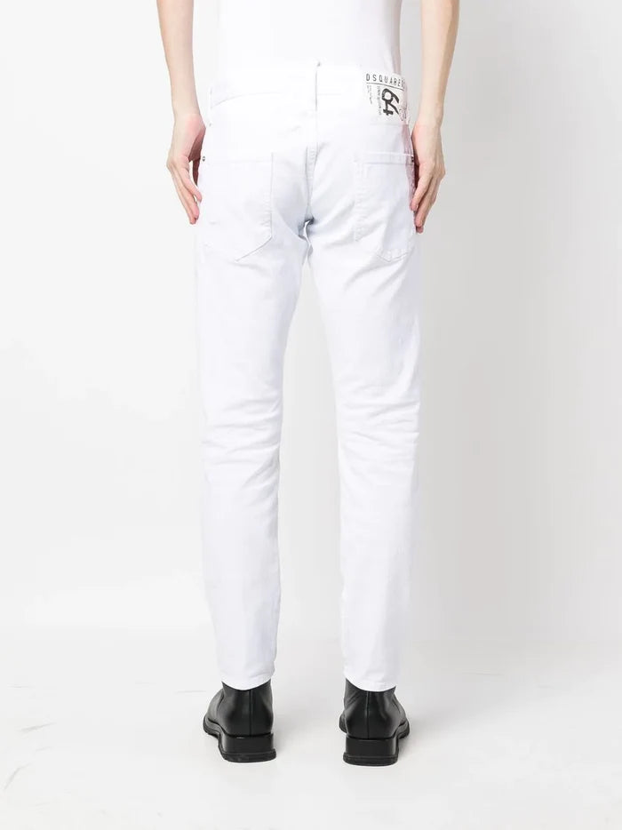 DSQUARED2 Slim Cut Leg Jeans White - MAISONDEFASHION.COM