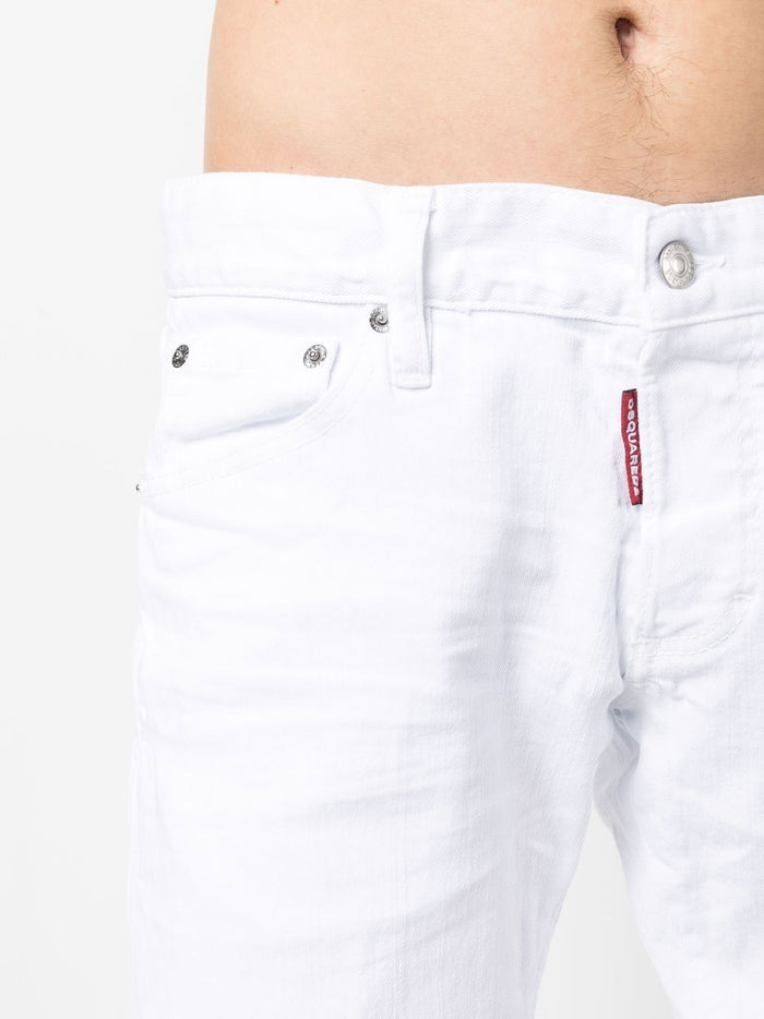 DSQUARED2 Slim Cut Leg Jeans White - MAISONDEFASHION.COM