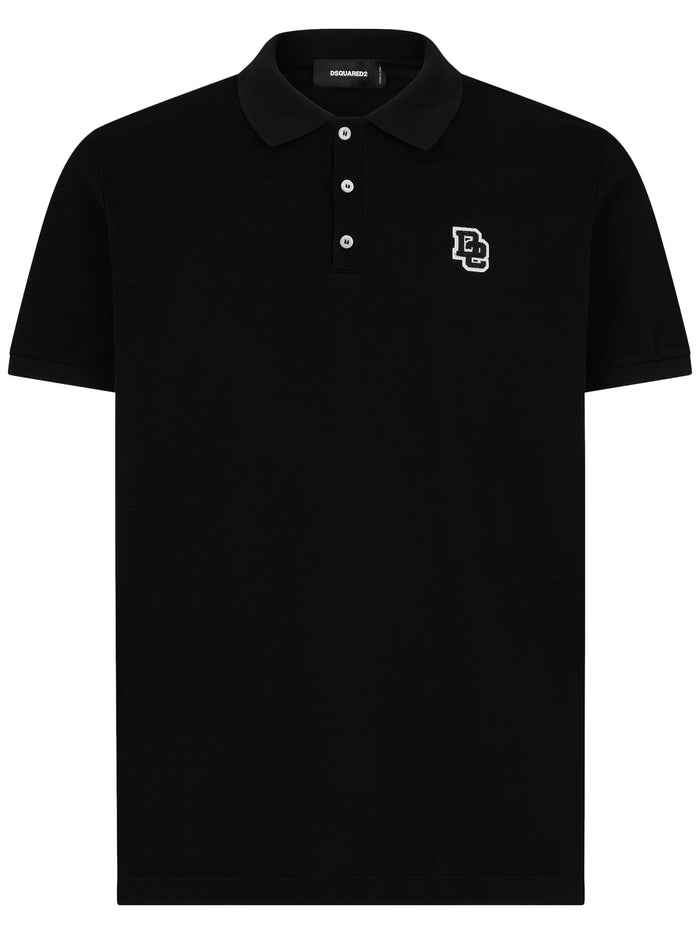 DSQUARED2 Tennis Fit D2 Cotton Pique Polo Shirt Black - MAISONDEFASHION.COM