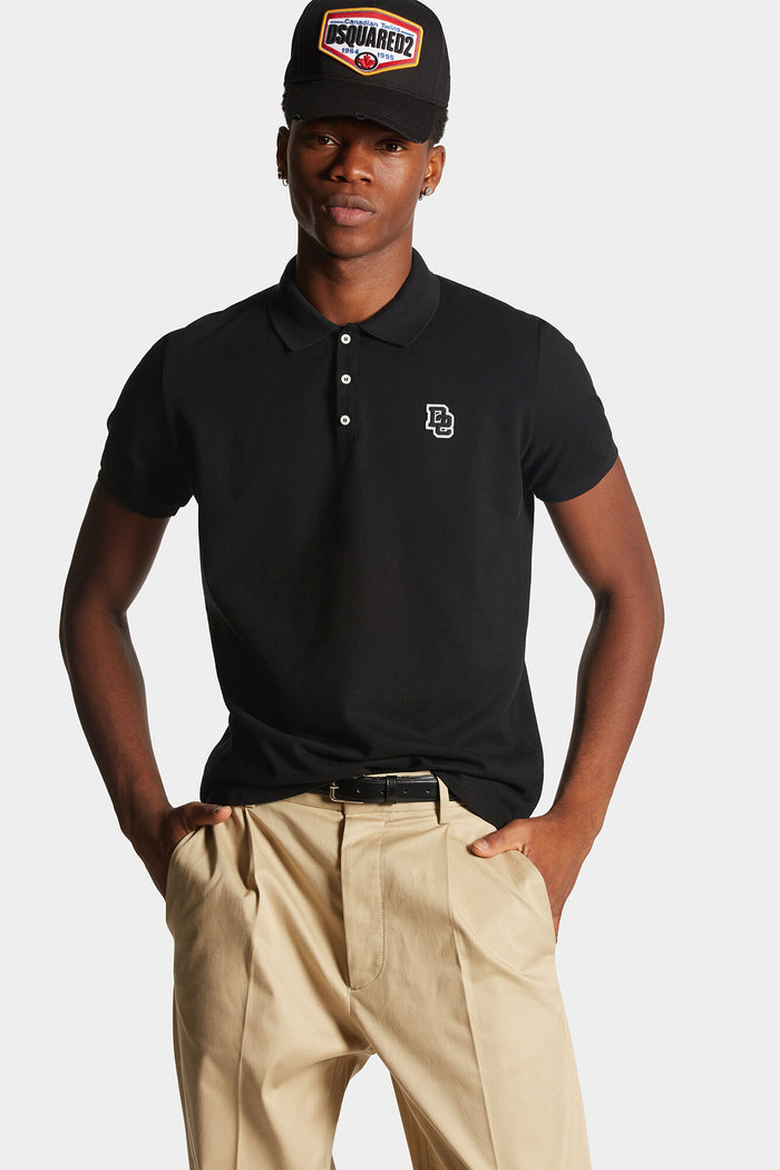DSQUARED2 Tennis Fit D2 Cotton Pique Polo Shirt Black - MAISONDEFASHION.COM