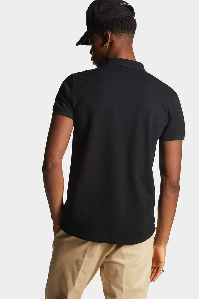 DSQUARED2 Tennis Fit D2 Cotton Pique Polo Shirt Black - MAISONDEFASHION.COM