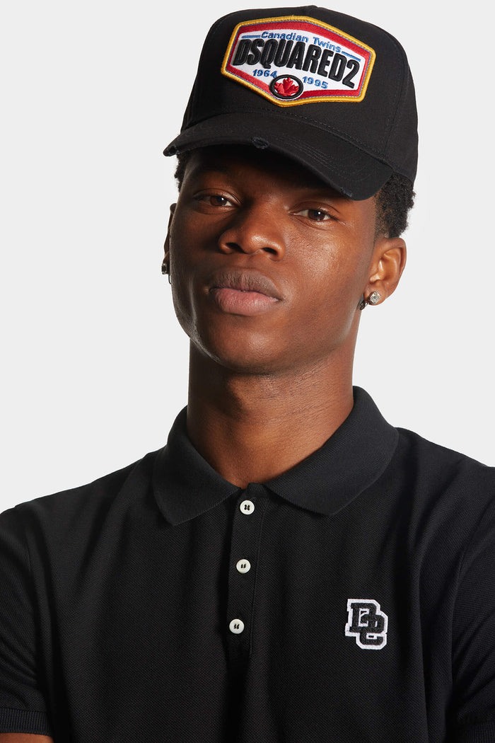 DSQUARED2 Tennis Fit D2 Cotton Pique Polo Shirt Black - MAISONDEFASHION.COM