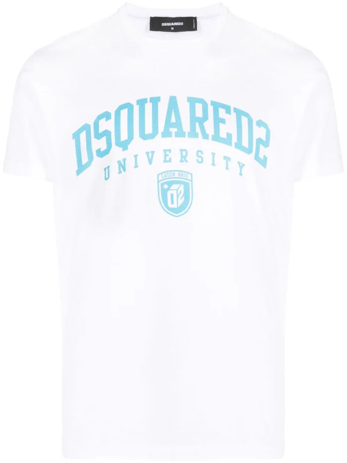 DSQUARED2 University Print Cool T-Shirt White - MAISONDEFASHION.COM