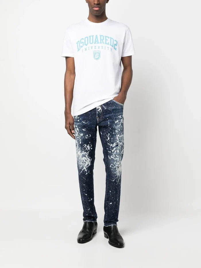 DSQUARED2 University Print Cool T-Shirt White - MAISONDEFASHION.COM