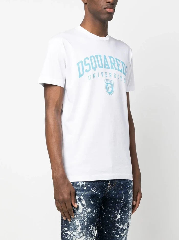 DSQUARED2 University Print Cool T-Shirt White - MAISONDEFASHION.COM