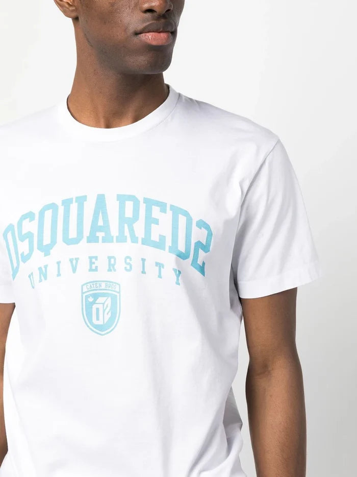 DSQUARED2 University Print Cool T-Shirt White - MAISONDEFASHION.COM