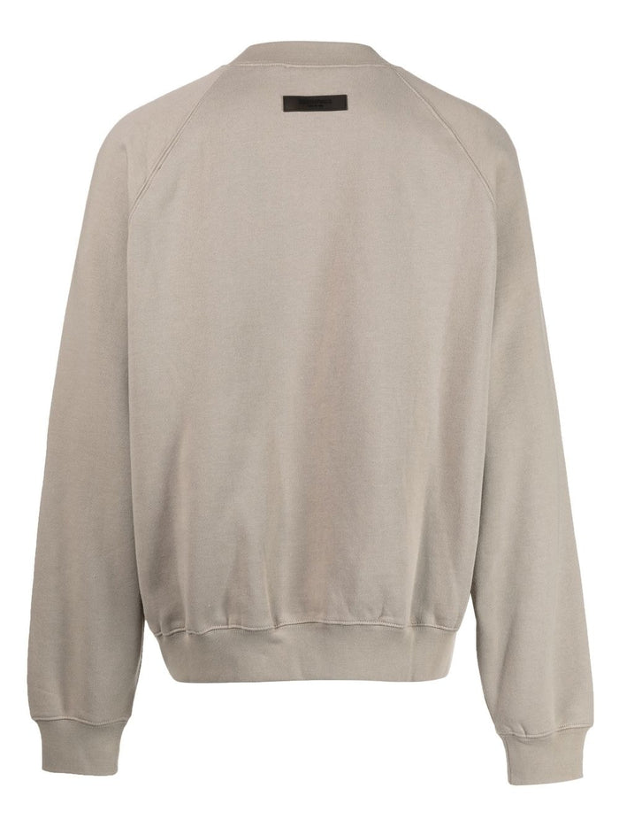 Fear of God ESSENTIALS Logo Crew Neck Sweatshirt Smoke - MAISONDEFASHION.COM