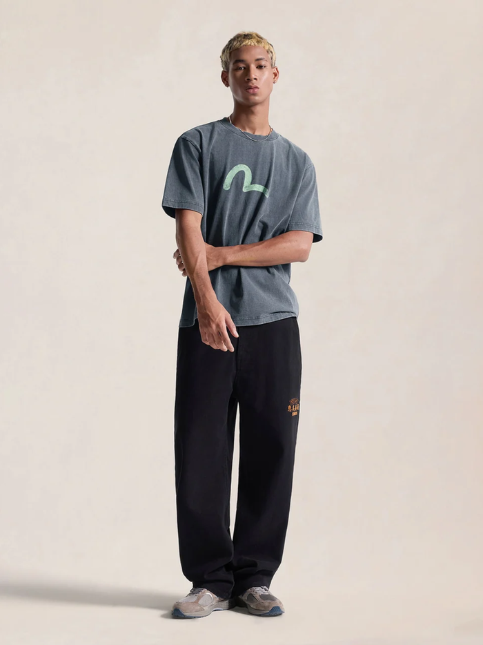 EVISU Ebisu & Seagull Print T-shirt Navy