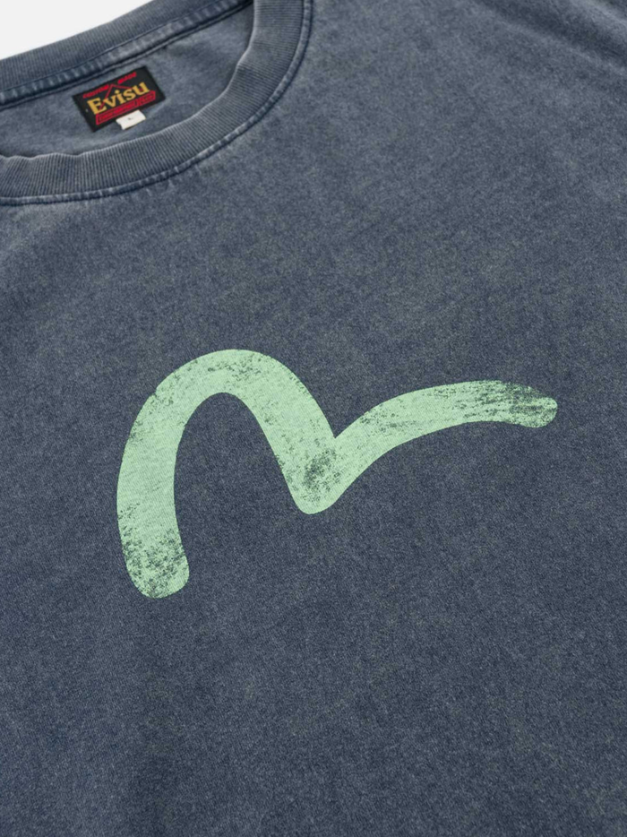 EVISU Ebisu & Seagull Print T-shirt Navy