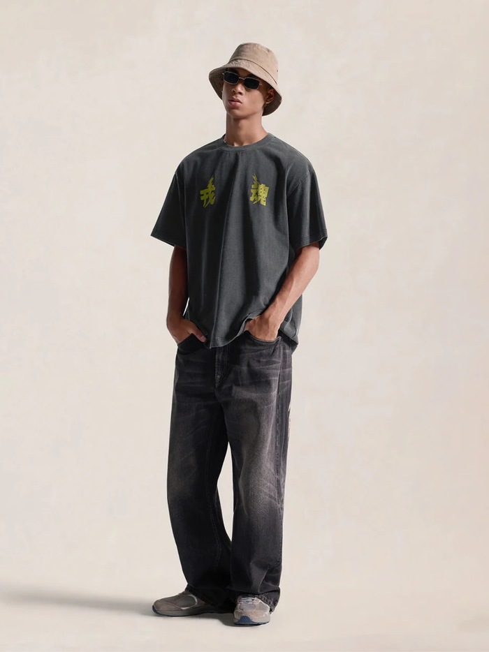 EVISU Ebisu Spirit Lightning & Daicock Print T-shirt Charcoal