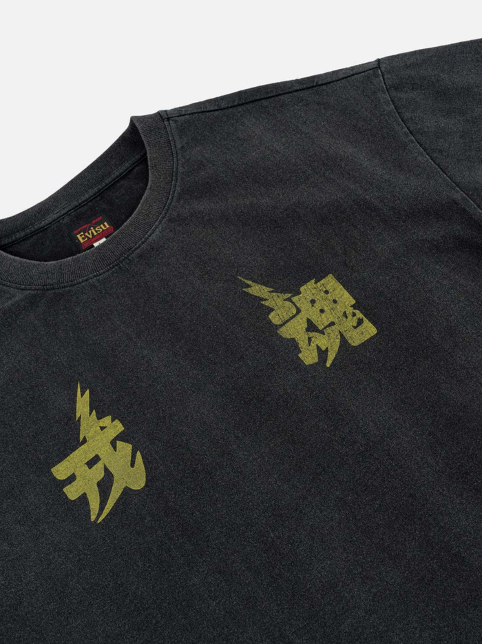 EVISU Ebisu Spirit Lightning & Daicock Print T-shirt Charcoal
