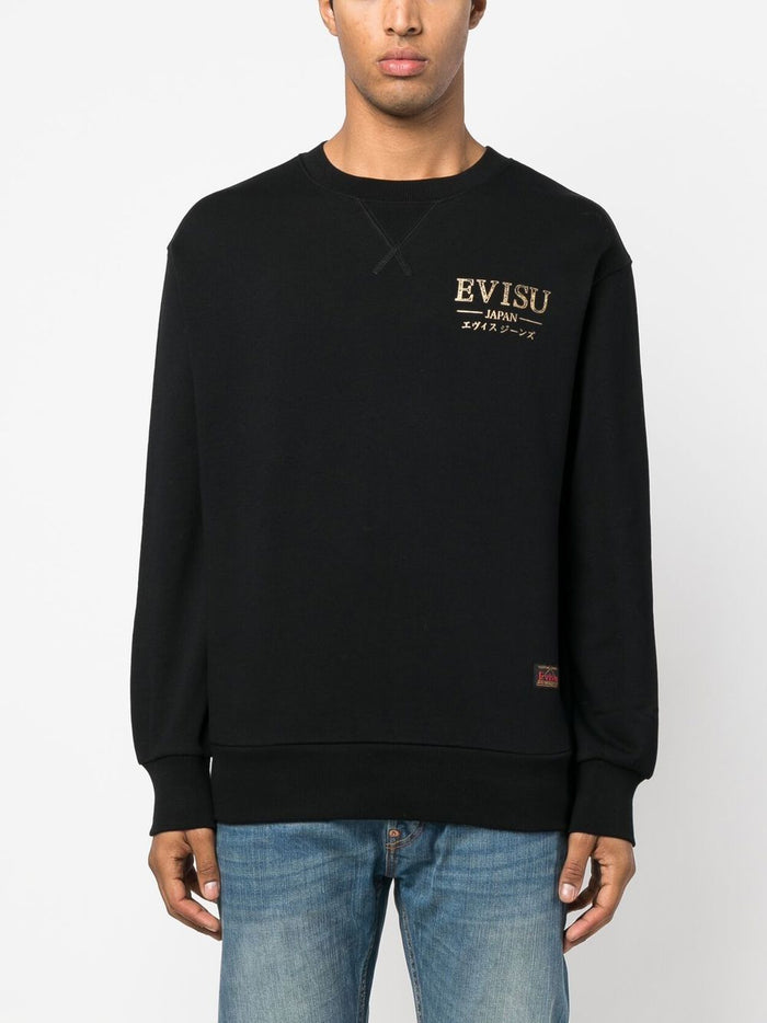 EVISU Logo-print Detail Sweatshirt Black - MAISONDEFASHION.COM